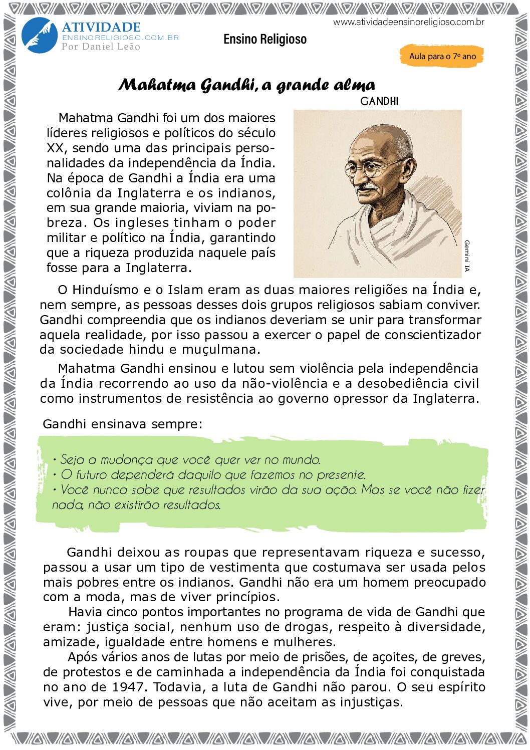 Mahatma Gandhi, a grande alma