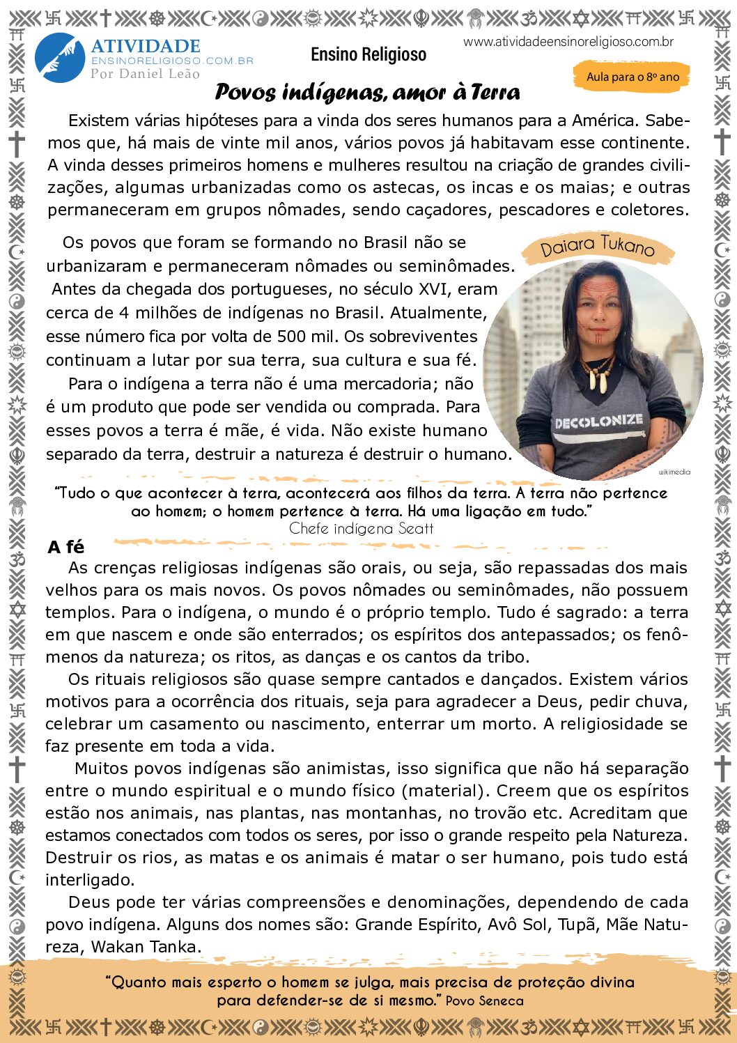 Povos indígenas, amor à Terra