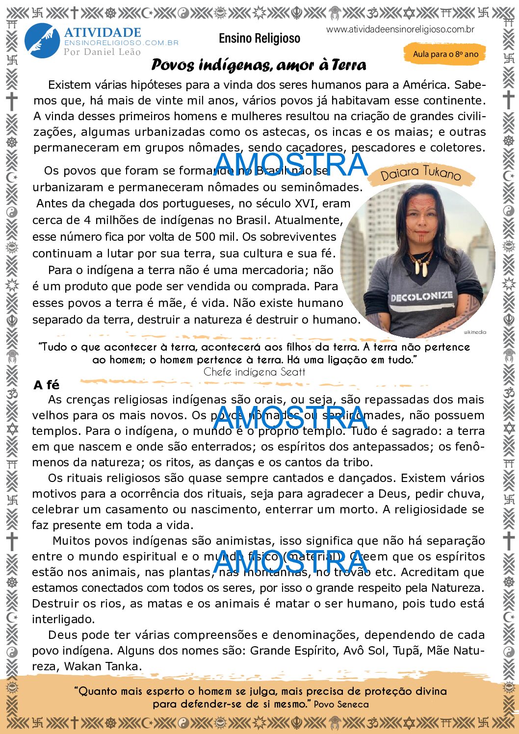 Povos indígenas, amor à Terra