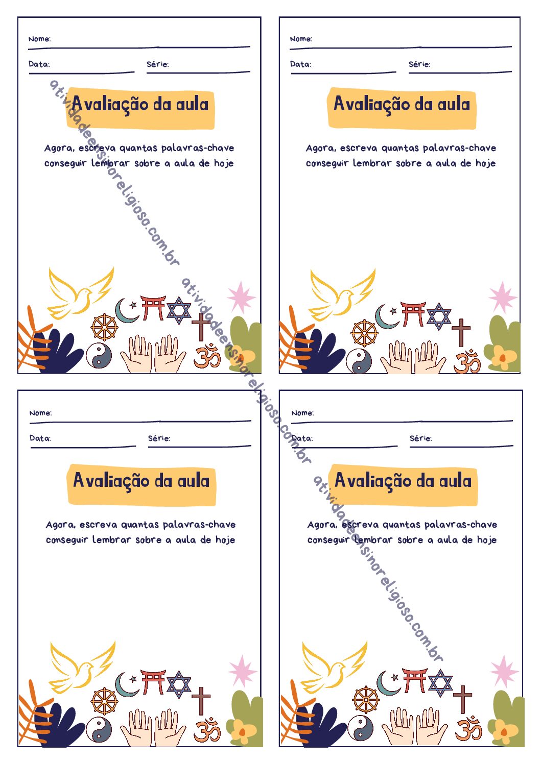 Ficha para avaliação da aula de ER
